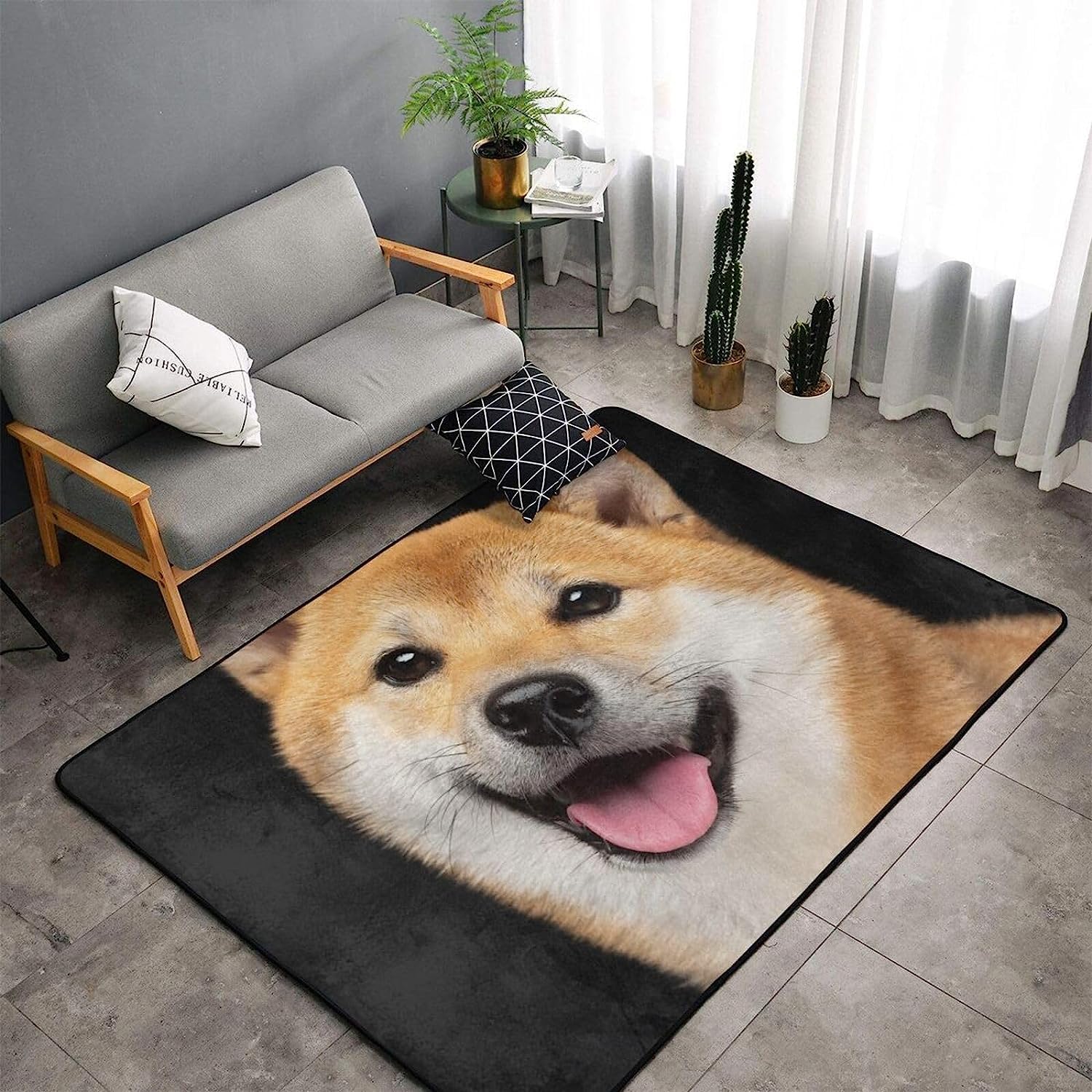 Amazon.co.jp: カーペット 長方形 大きい ラグ 柴犬 いぬ 犬柄