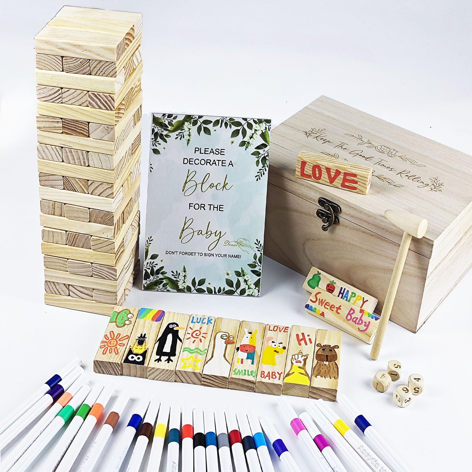EIGTWEN Kit de 101 piezas de señales de juegos divertidos para baby shower, animadas actividades de juegos de baby shower con 2 formas de jugar para invitados, actividades únicas y creativas adecuadas