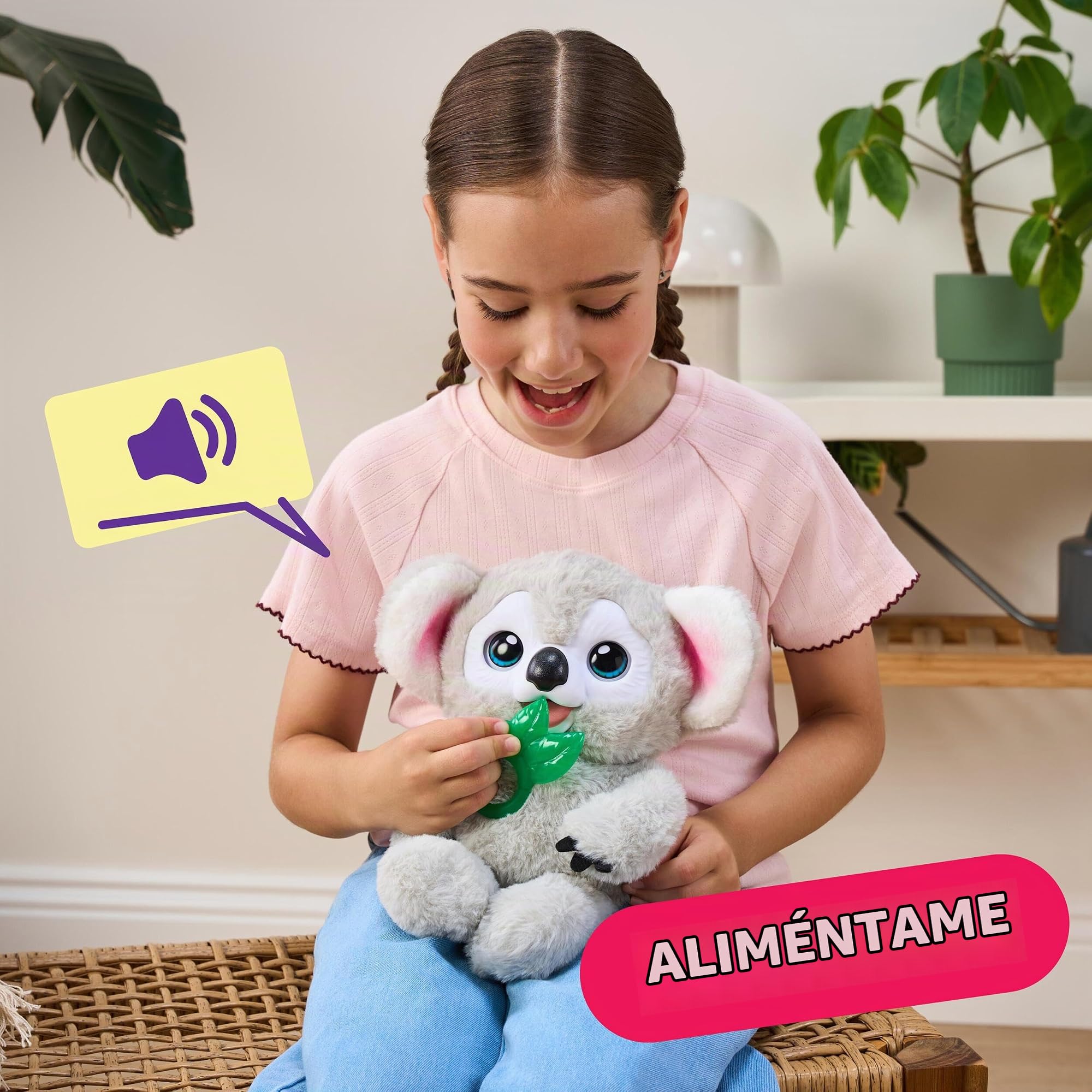 Little Live Pets My Baby Koala - Kiki - Peluche Interactivo con +40 Sonidos y reacciones - 26 cm - Bosteza, Parpadea y mordisquea su Hoja - Regalo Ideal para peques a Partir de 4 años