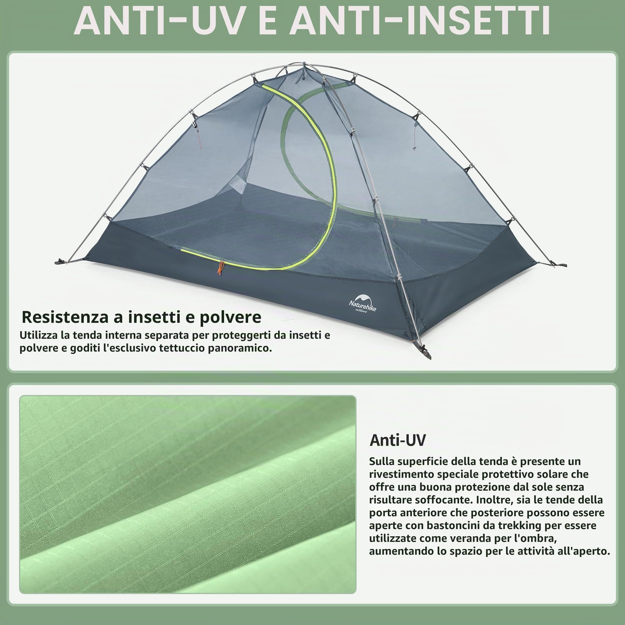 Naturehike Hillock - Tent da 2 persone con vestiboli