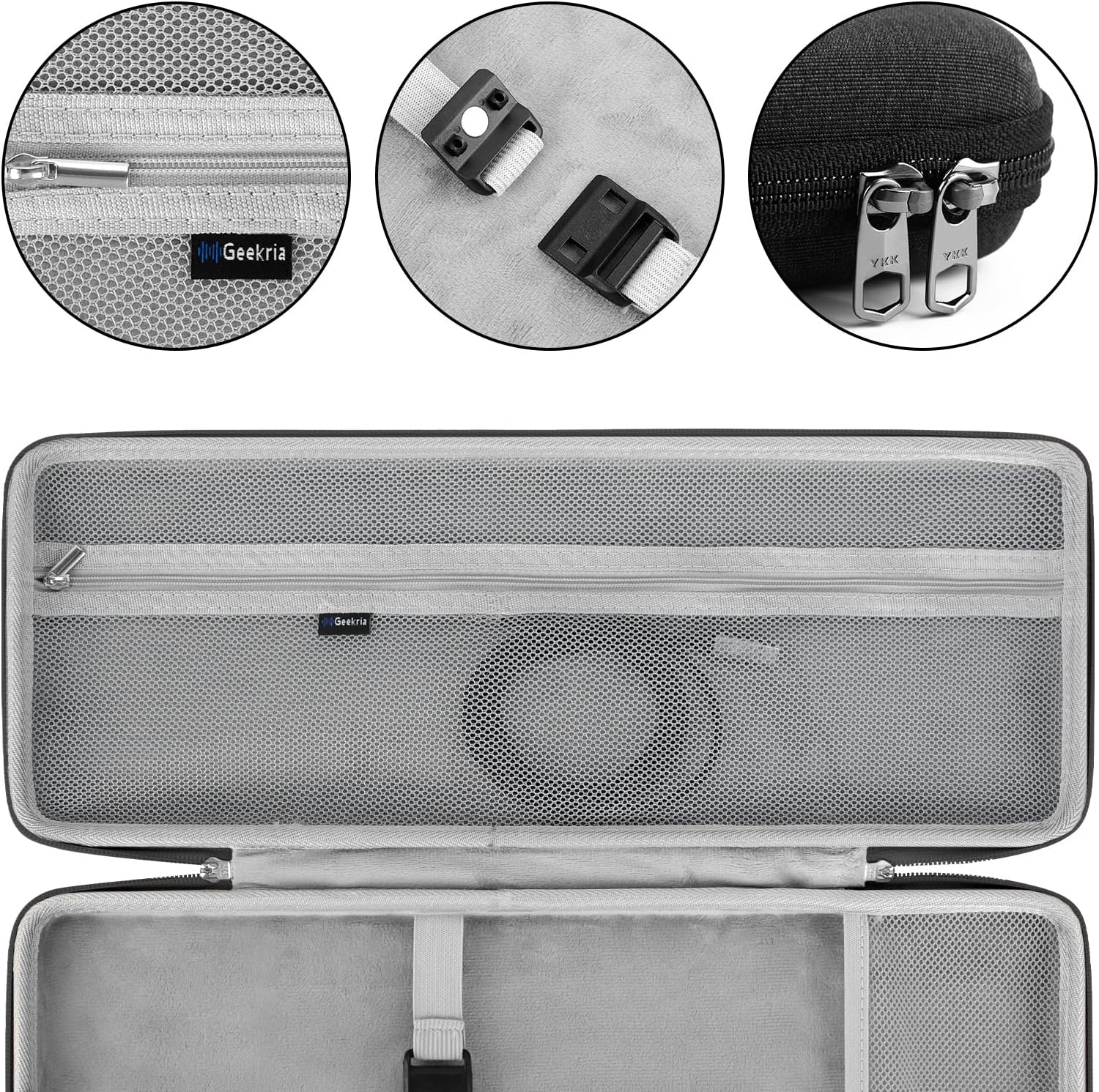 GEEKRIA 75% Keyboard Case, Hard Shell Travel Bag for Compact 84 Key Computer Mechanical Gaming Keyboard, Compatible with Logitech POP Keys/POP ICON Combo/MX Mechanical Mini (Dark Gray) - Image 3