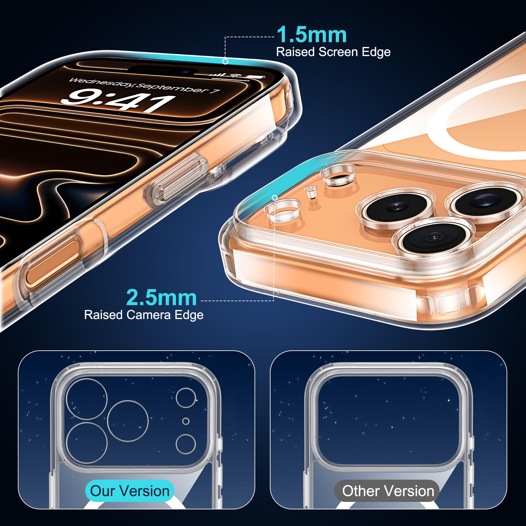 FLLAO Magnetica Cover per iPhone 17 Pro e 2 Pellicole in Vetro Temperato, Custodia iPhone 17 Pro Compatibile con Magsafe, Traslucida Opaca Posteriore Sottile Antiurto Protettiva Case, Trasparente