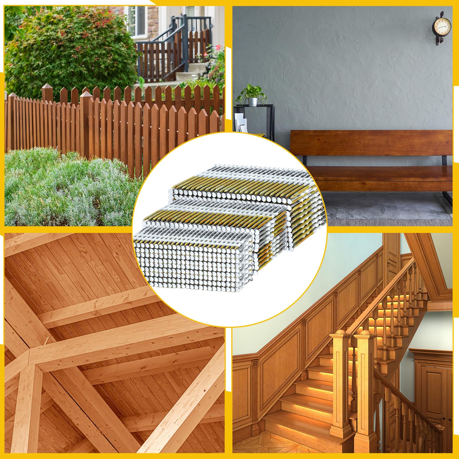 Therwen Lot De 1 000 Clous D'encadrement, Tête Plate En D, Galvanisés