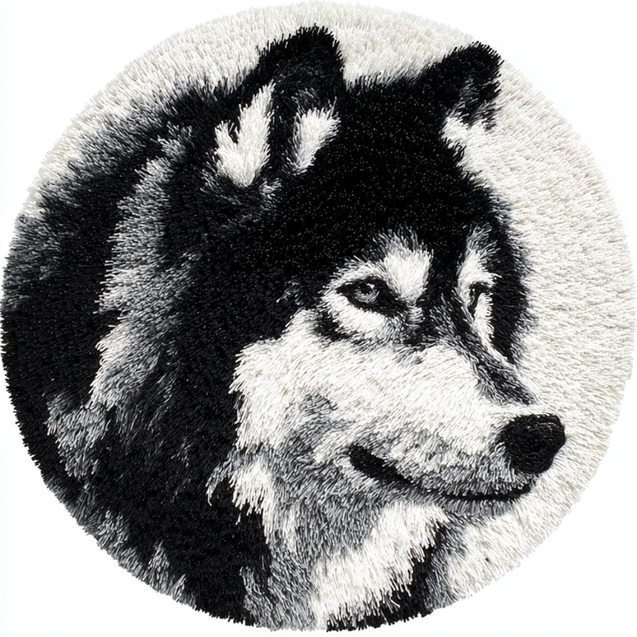 Kitquiver Animal Latch Hook Rug Kits Wolf Portrait DIY Rug Making Craft Kits with Yarn & Canvas and Crochet Needle Embroidery Decoration 50x50cm