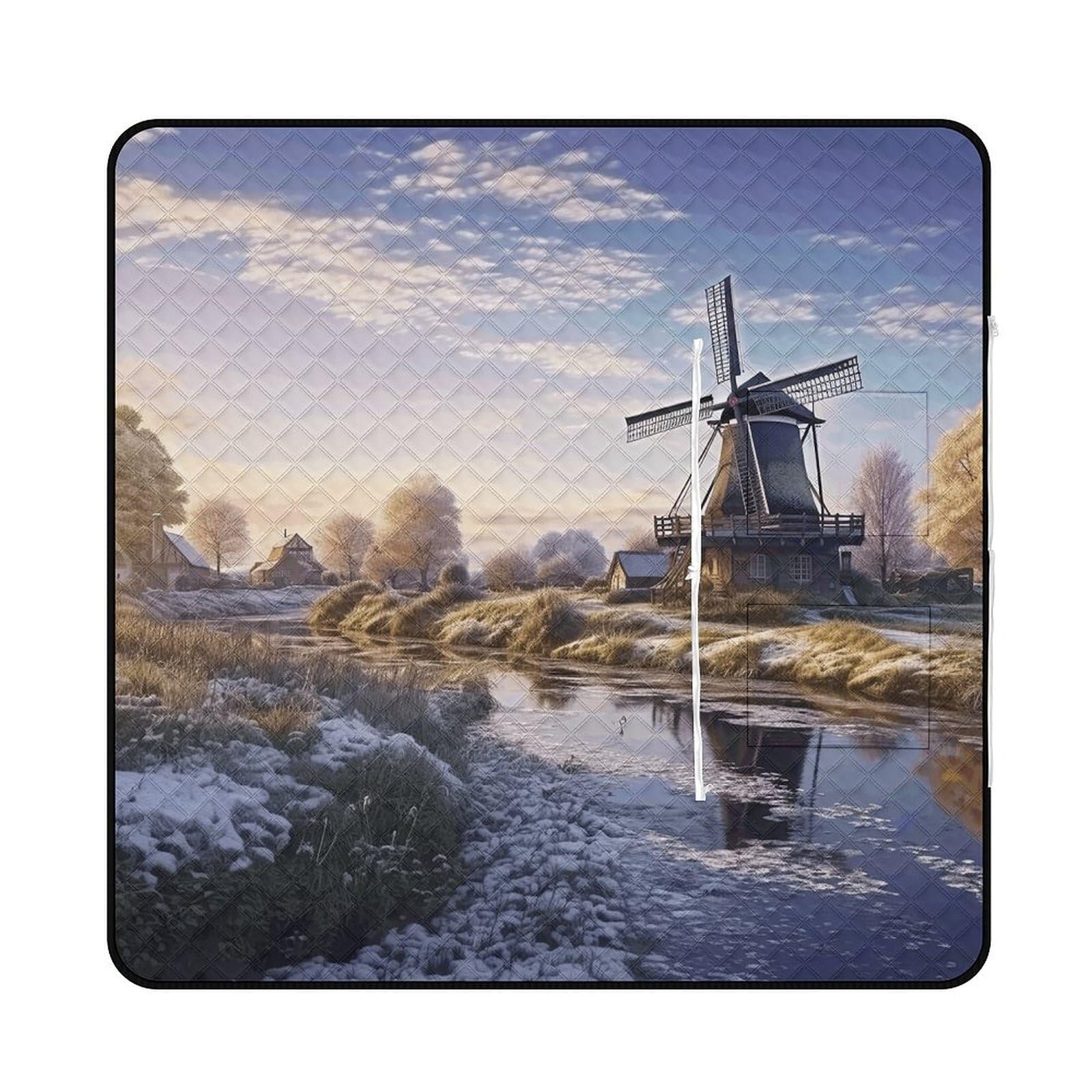 Tapis de pique-nique portable pliable et tapis d'intérieur à motif moulin à vent