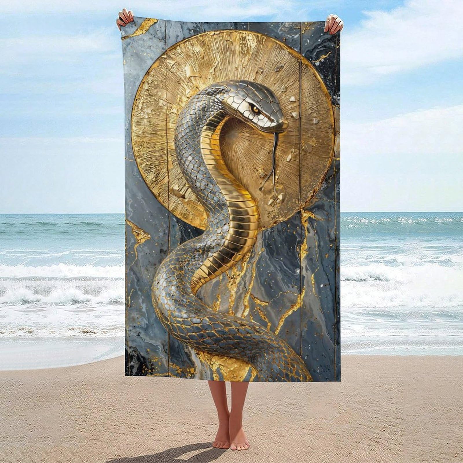 Serviette de plage à séchage rapide Radiant Cobra de 130x80 cm