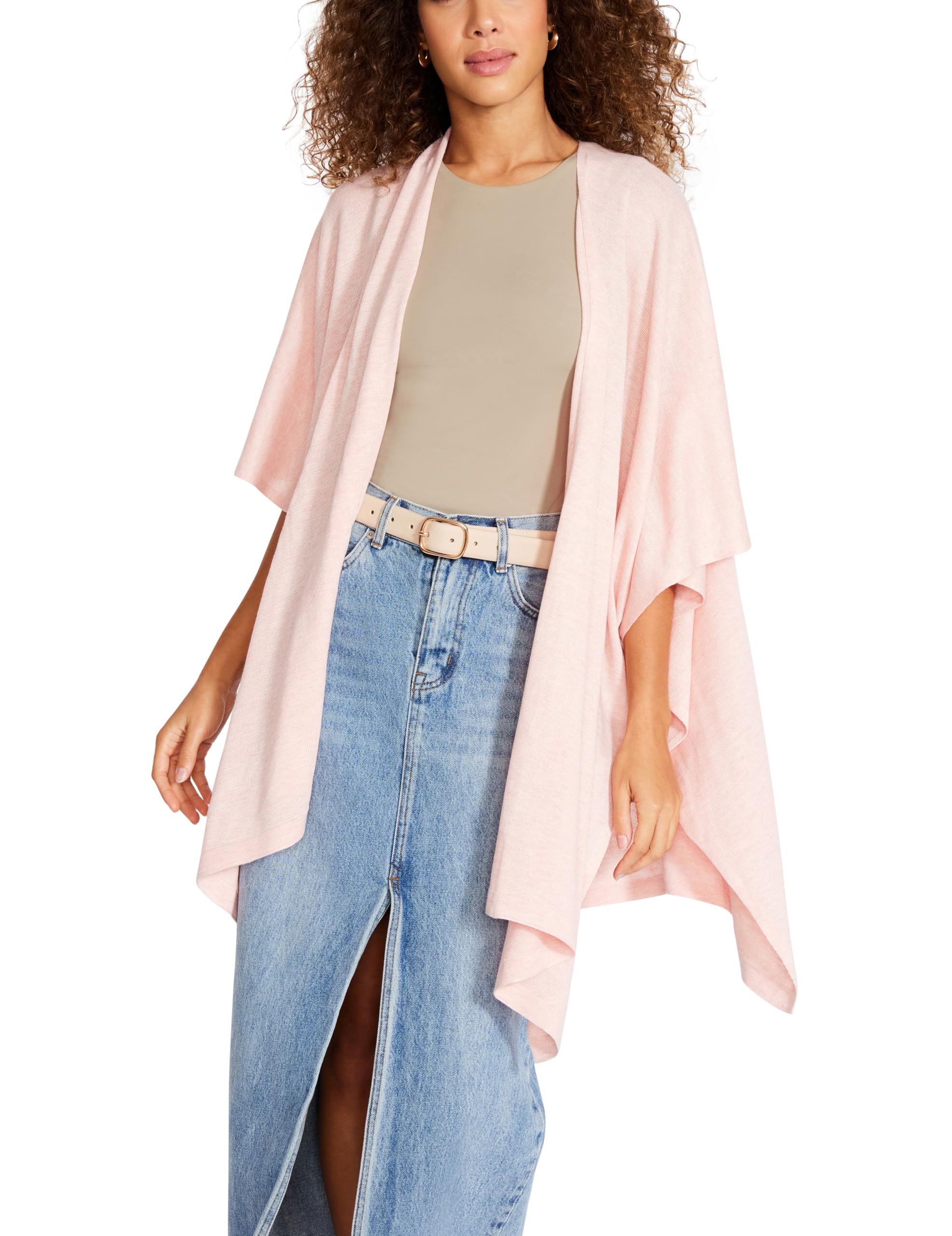 Anne Klein Women's Open Front Poncho Cape Ruana, Blush, One Size