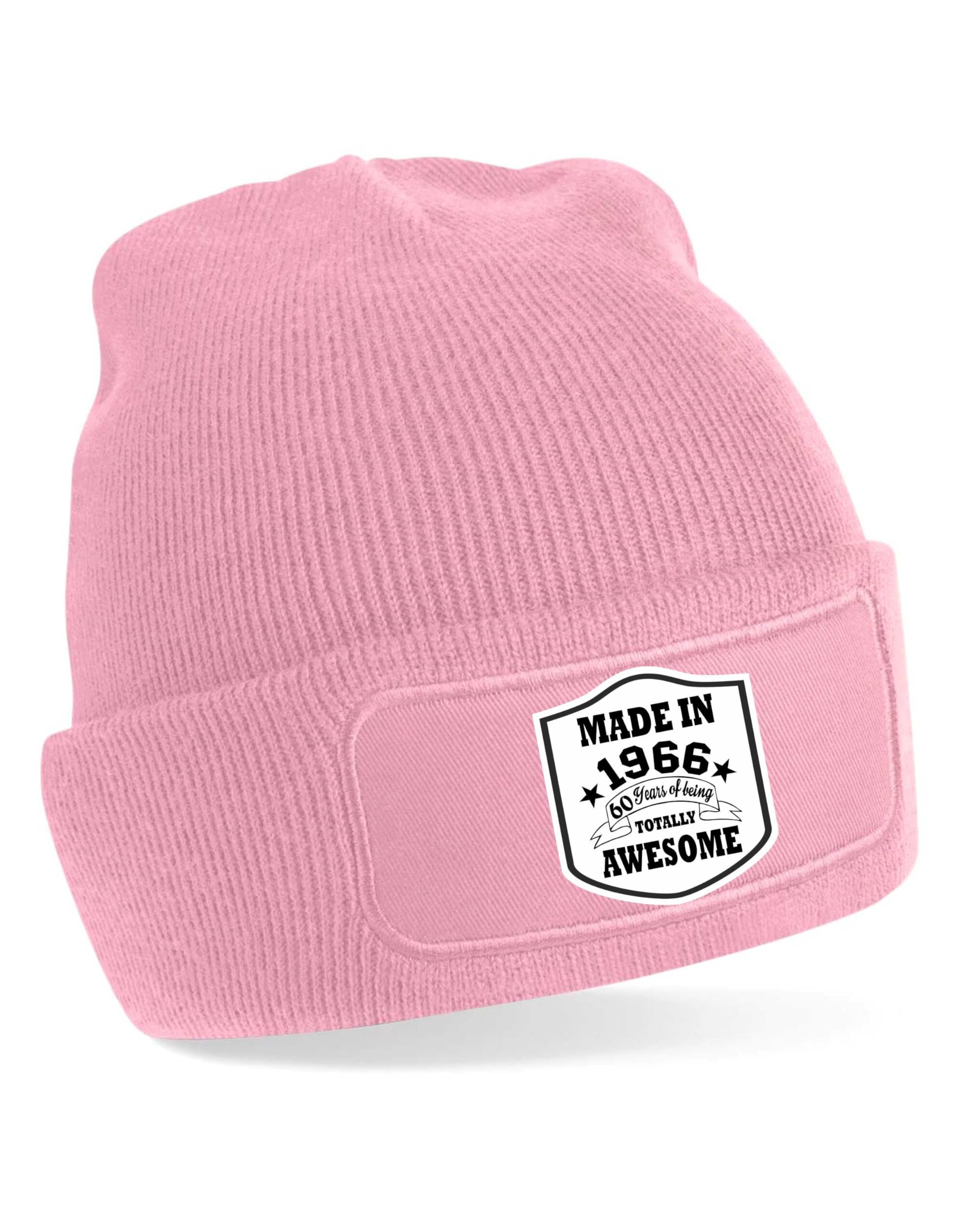 Print4u Women's Pink 60Th Birthday Made In 1966 Beanie Hat Gift 60 Year Old Men &