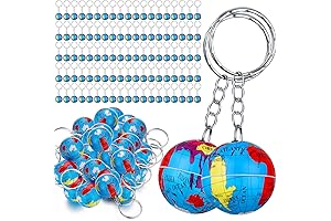 Earth Day Party Favors - Pack of 80 Globe Keychains for Kids