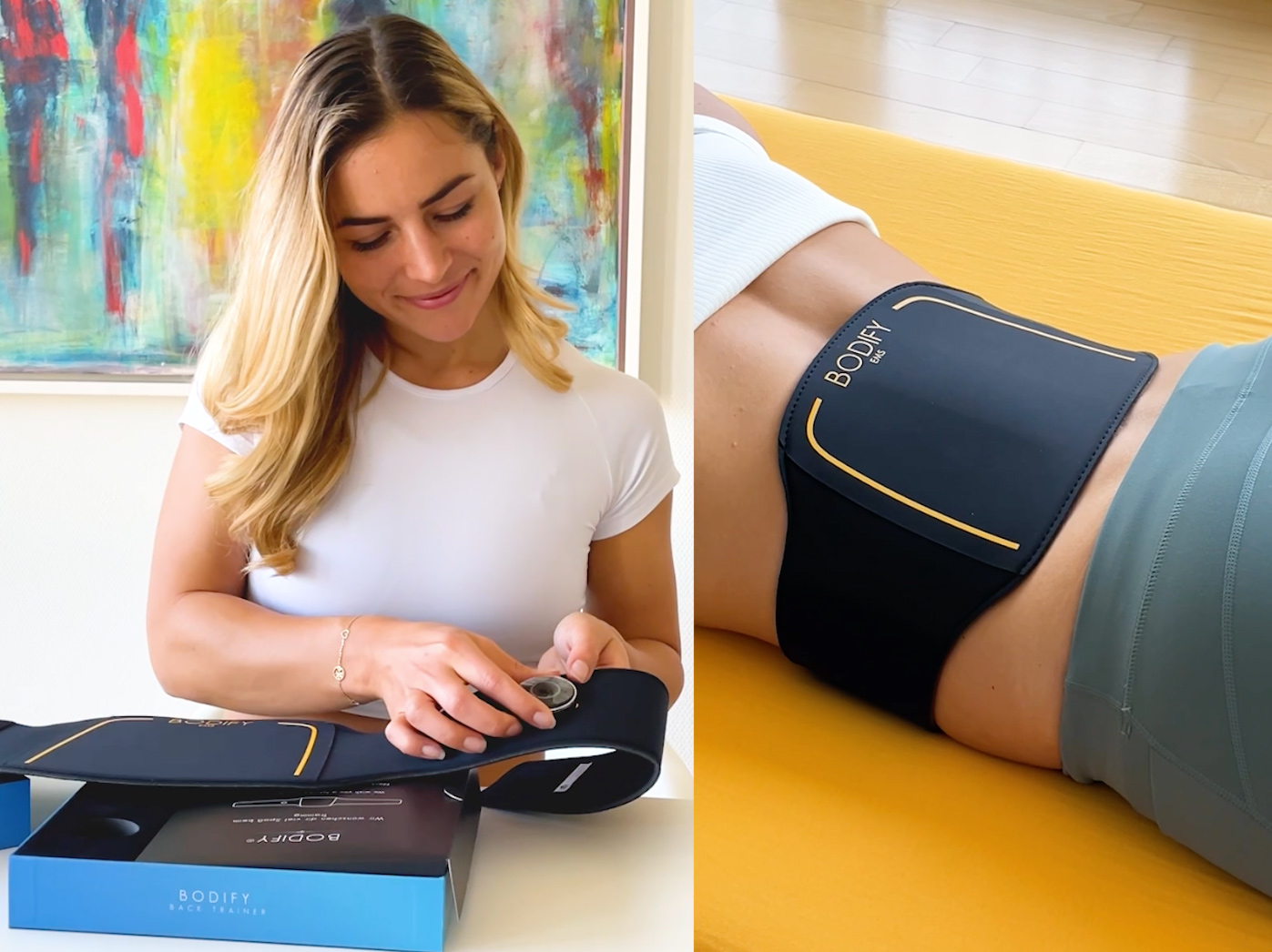 Bodify Ceinture Dorsale Pro – EMS 15 Niveaux, Renforcement Musculaire, Posture, Batterie Rechargeable, Taille Universelle
