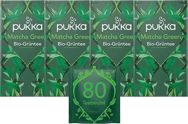 Pukka Bio-Grüntee Matcha Green Teebeutel Set - 4er Pack mit 80 Beuteln