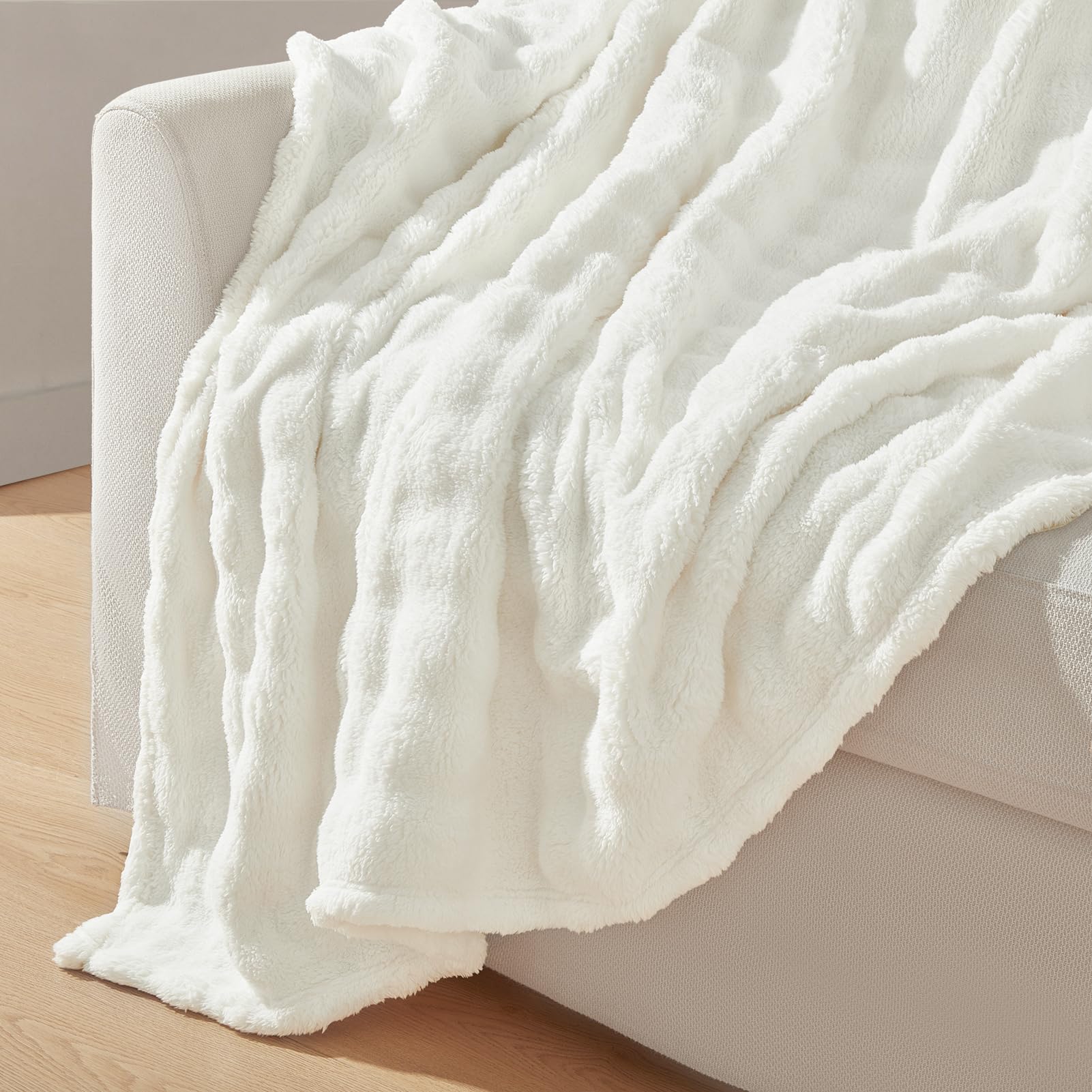 Topfinel Plaid Matrimoniale,Coperta Pile Termica Pelosa Morbida,Calda e Confortevole,OEKO-TEX,Coperta Matrimoniale Invernale,Adatta per Divano, Letto e Picnic,150 x 200 CM,Bianco