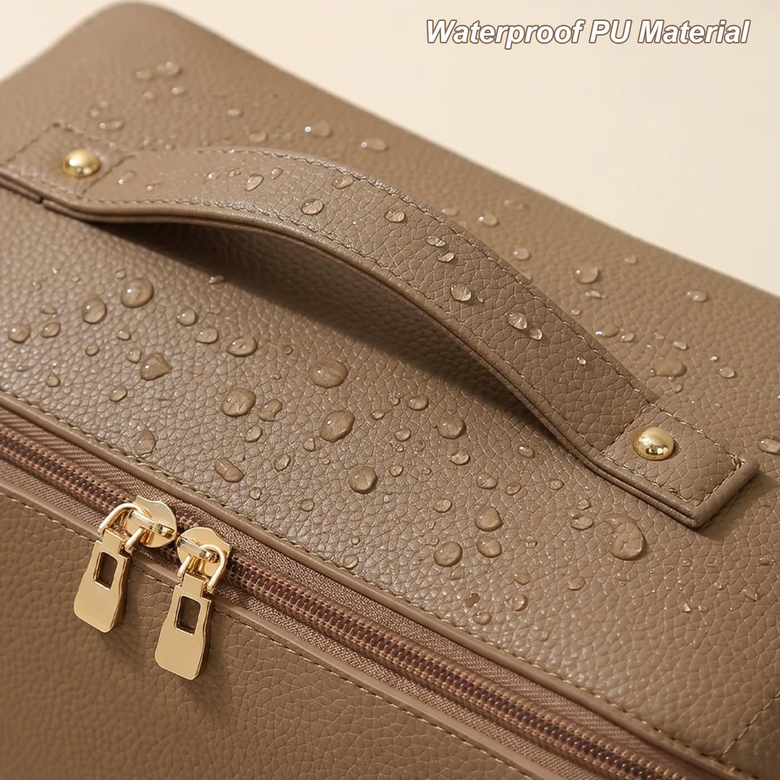 Beauty Case da Viaggio, Borsa da Toilette Viaggio per Donna, Ampia Apertura Panoramica, Cuciture di Precisione, Materiale PU Impermeabile, per Soddisfare le Esigenze Quotidiane(Green)