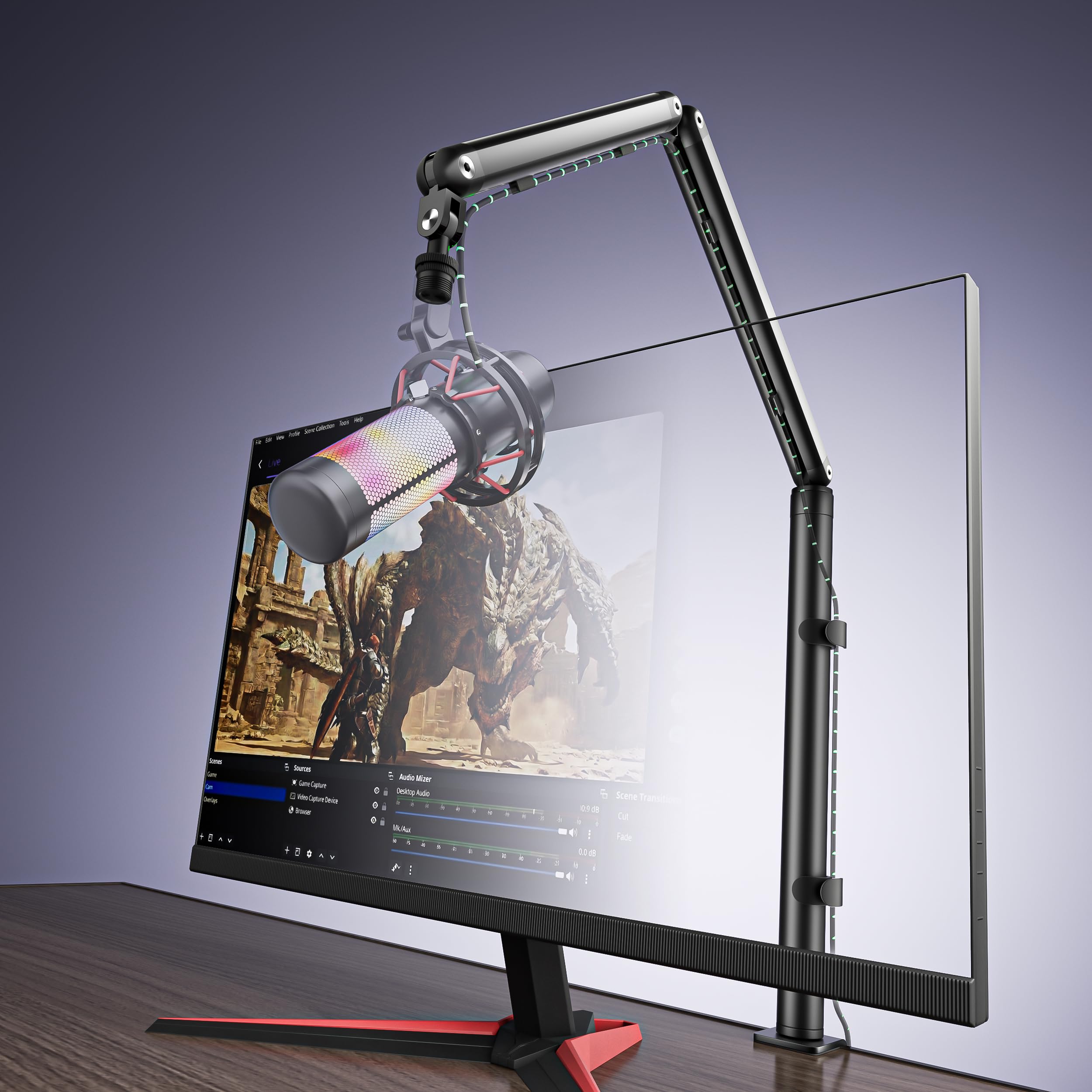 Amazon | KUUVAN マイクスタンド マイクブームアーム 耐荷重1.8KG