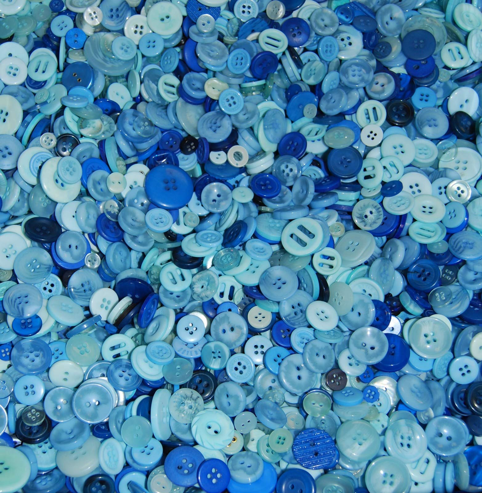 celloexpress Pack of 100g - SHADES OF BLUE BUTTONS - Mixed Sizes and Colours of Various Buttons for Sewing and Crafting