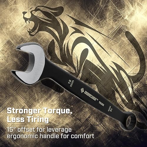 Miniatura 3 de Llaves combinadas, juego de llaves métricas de 12 piezas de 0.315-0.748 in, negro resistente, con bolsa de almacenamiento de lona de cera, kit de