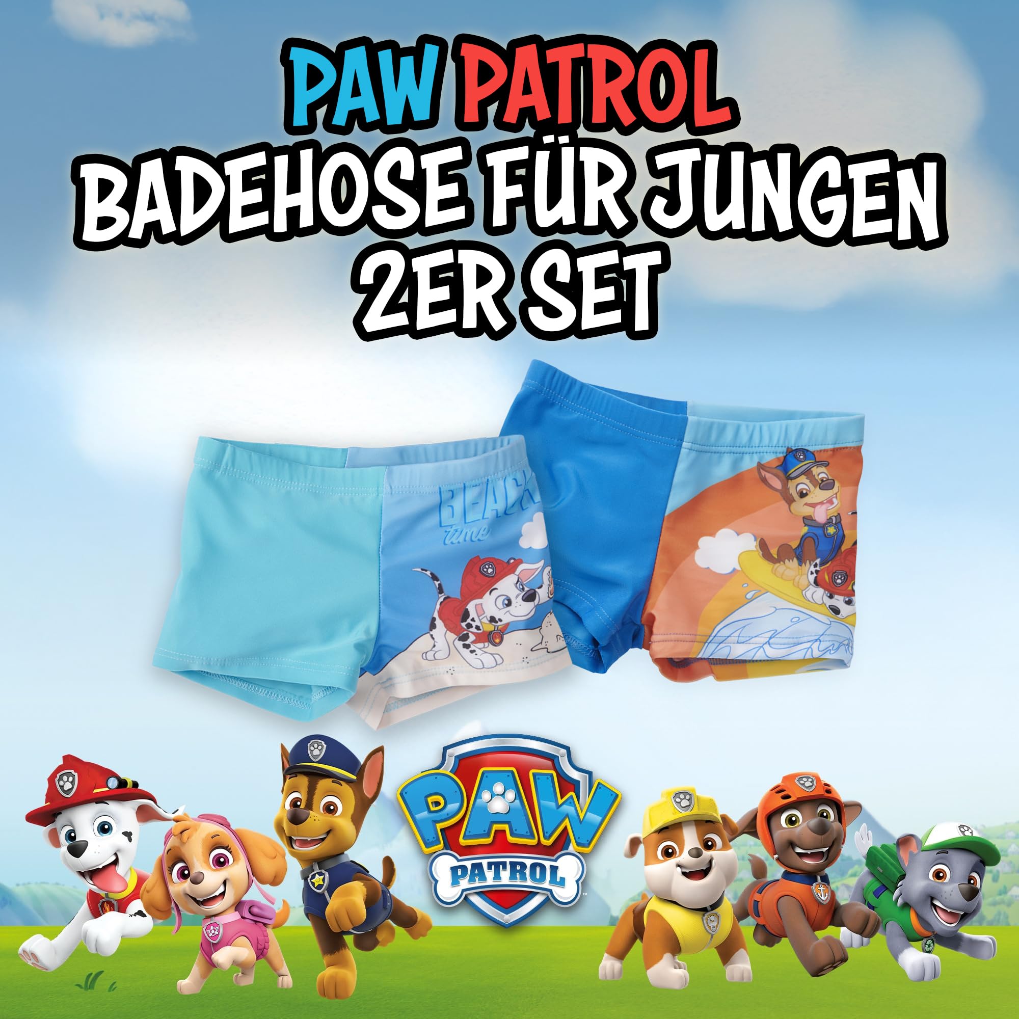 Paw Patrol - Bañador para niño (2 unidades), color azul
