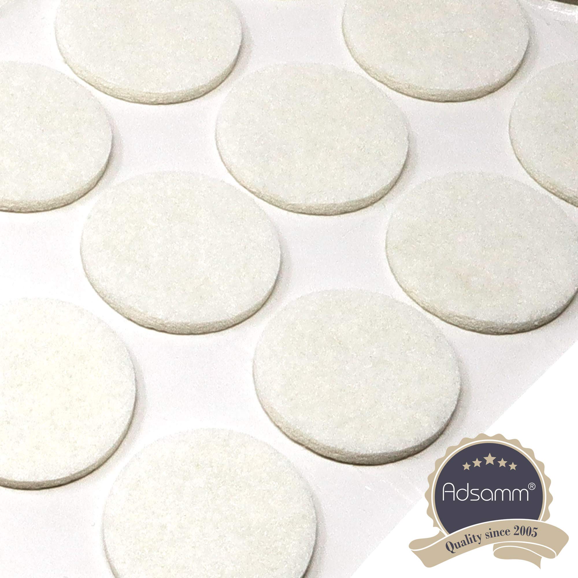 Adsamm 105 x self-Adhesive Felt Pads White 1 18 30 mm Round 0 138 3 5 mm Thick — view 3
