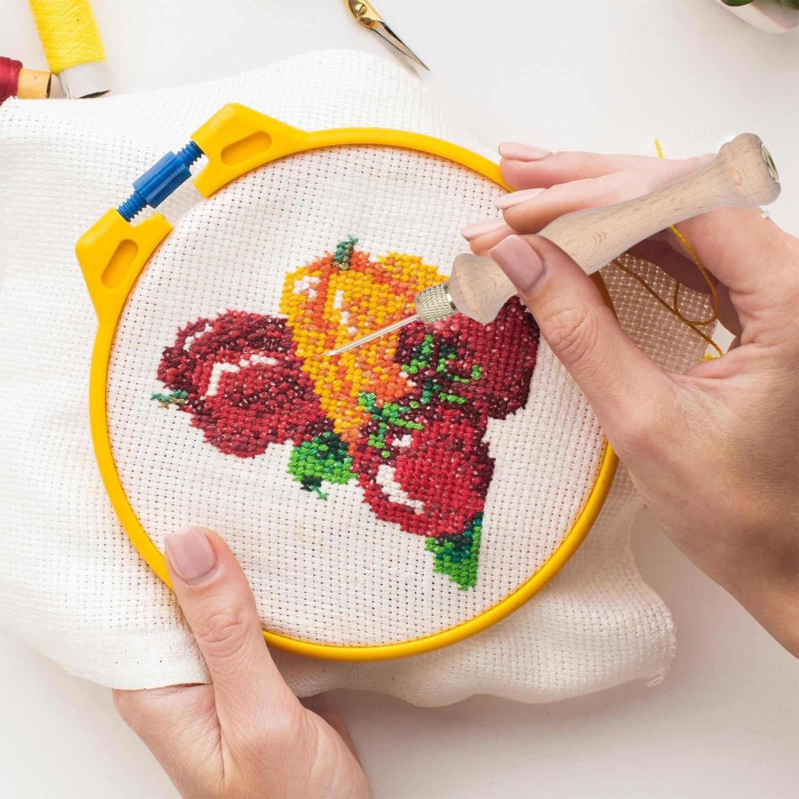 Punch Needle Tool, Punch Needle Kit – Nadelstanz-Set mit Einfädler – Aufbewahrungsbox für Stickereien für Erwachsene und Kinder, enthalten in Osterbastelprojekten