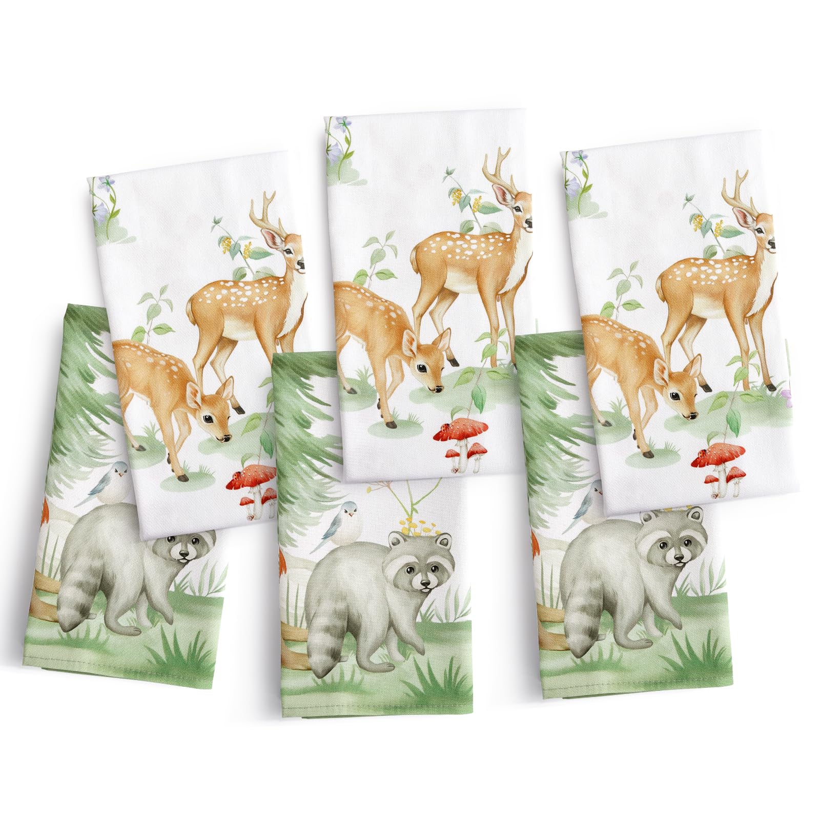 Arquiel Servietten Wald Hirsch 6Er-Set, Stoffservietten 100% Baumwolle Dekoratives Weiches Wiederverwendbare Esstisch Servietten Für Hochzeiten Küche Haushalt Frühling/Sommer(45×45cm)