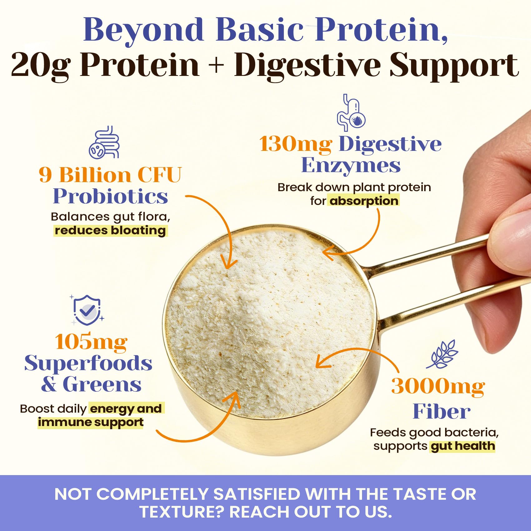 Vegan 20g Protein Powder with 9B CFU Probiotics, Fiber, Enzymes &Superfoods — Amazon image 3