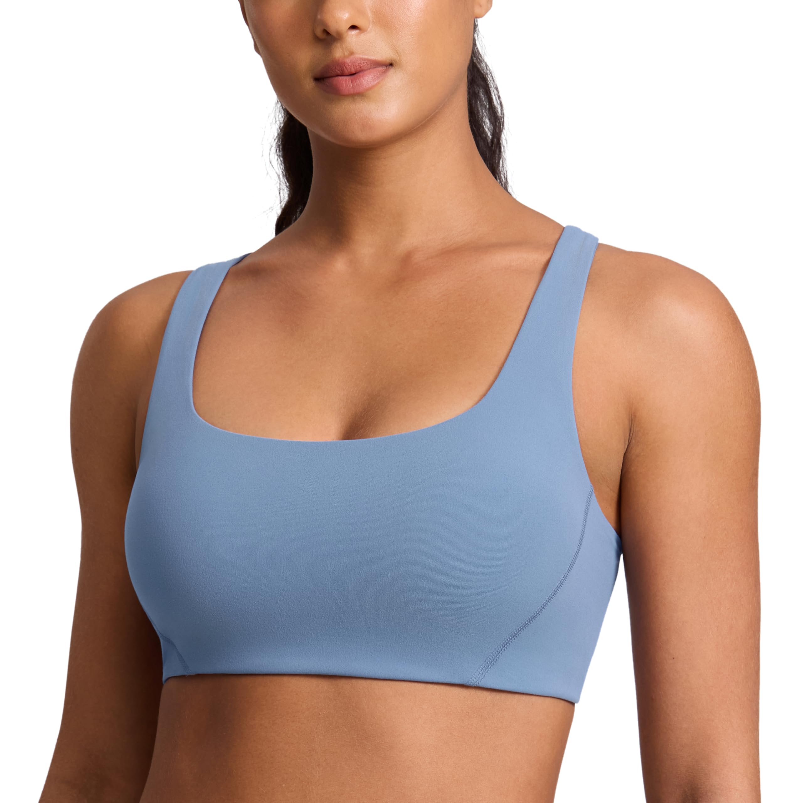CRZ YOGA Womens Butterlift V-Shaped Racerback Sports Bras - Square Neck Double Lined Sports Bra Wireless Workout Yoga Bra