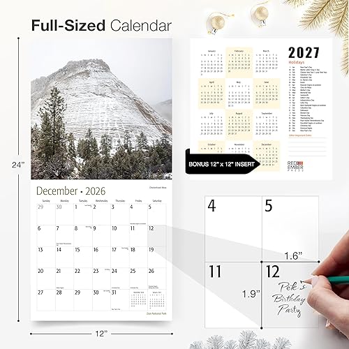 Miniatura 110 de RED EMBER Enchanted Places - Calendario de pared 2026 de 12 meses, 12 x 24 pulgadas, abierto, papel grueso y resistente, para regalo, calendario