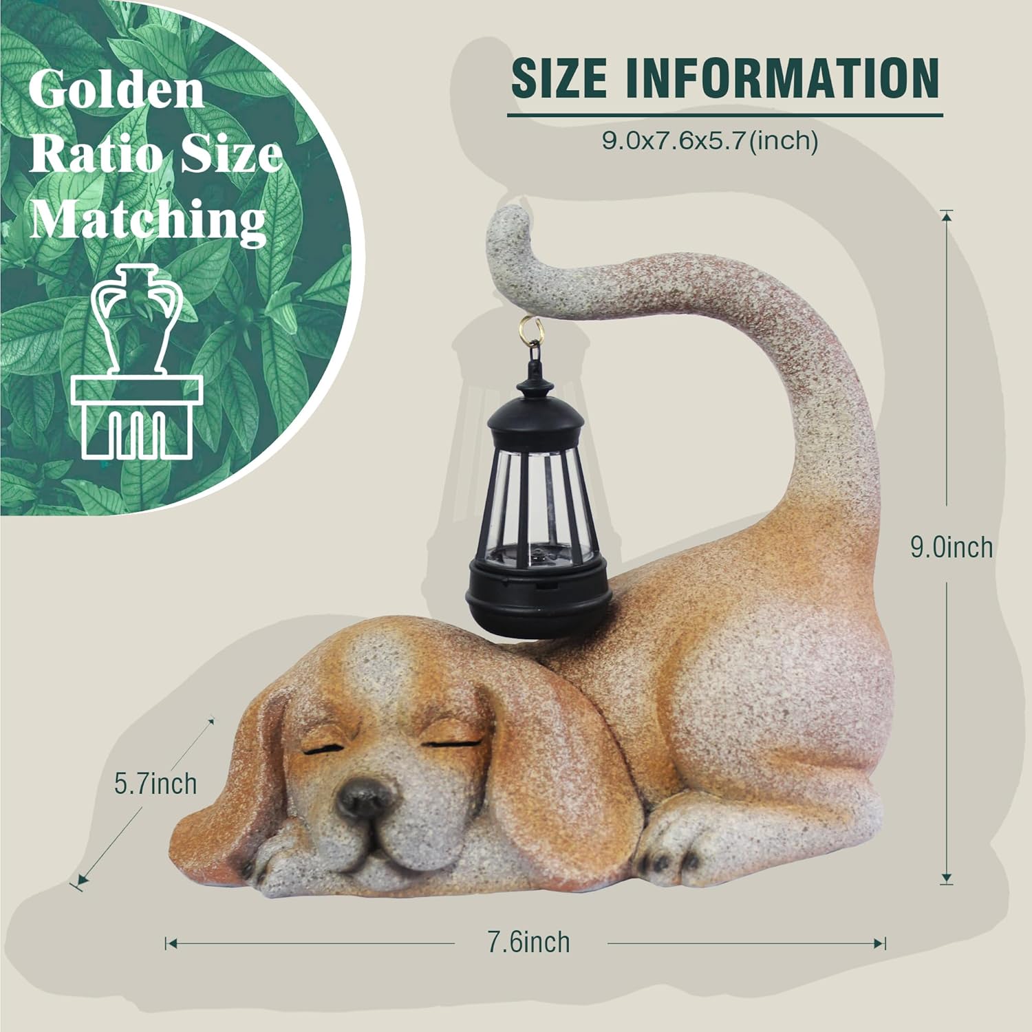 Solar Dog Garden Statue with Lantern, Beagle Dog Figurine Solar Light Garden Outdoor Decor, Outdoor Waterproof Decoration for Dogs Lover, Beautifully Crafted Birthday Gifts for Mom or Dad