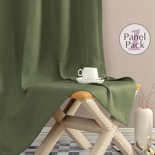 Miniatura 8 de jinchan - Cortina oscurecedora con textura de lino, de 72pulgadas de largo, con aislamiento térmico y ojales en la parte superior, para sala de
