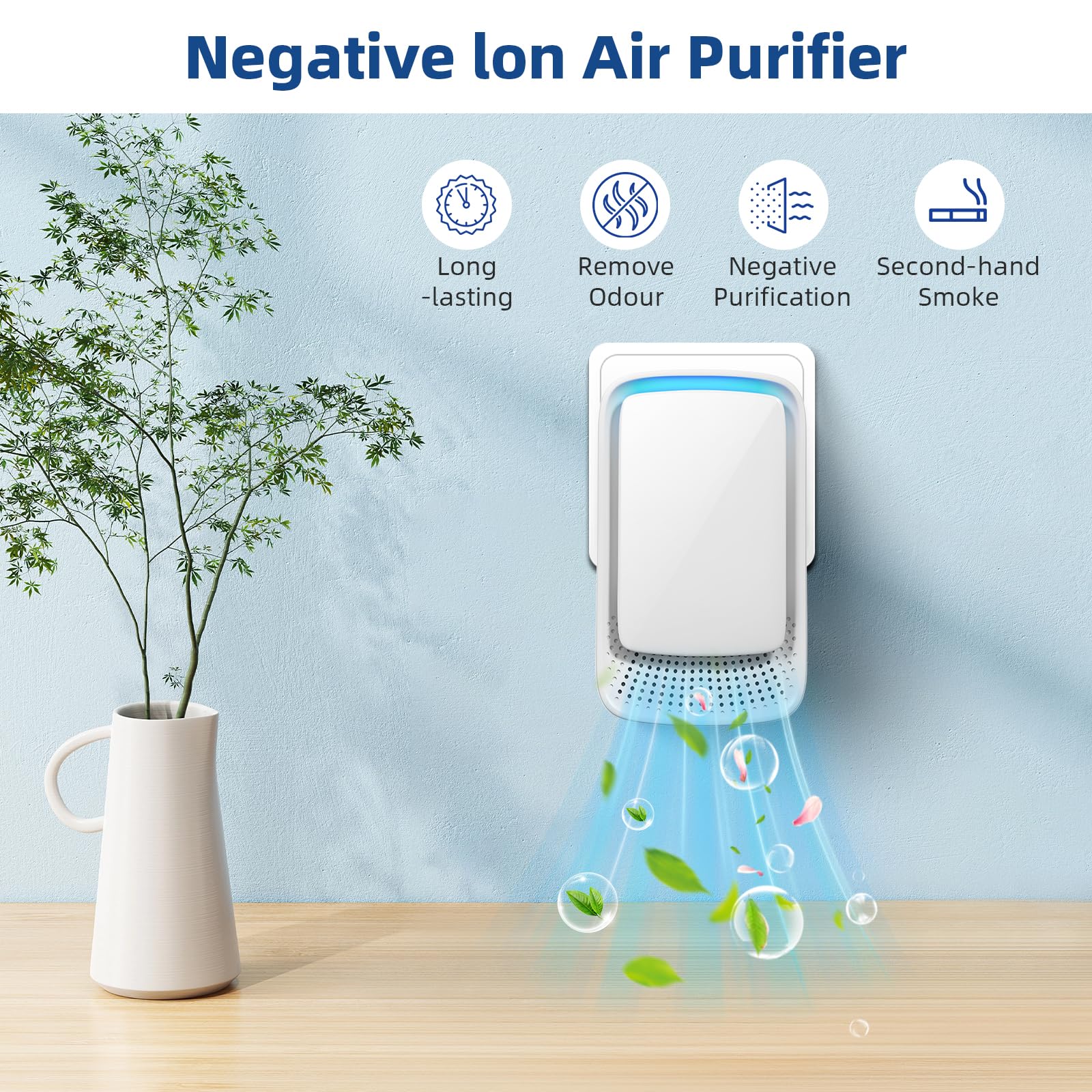 Purificatore d'aria confezione da 4 ionizzatori d'aria per la casa purificatore d'aria a ioni negativi purificatori d'aria portatili per la casa cucina ufficio animali domestici polvere di fumo