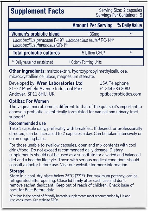 Probiotics for Women - 30 Capsules | Vaginal Probiotic with Lactobacillus rhamnosus GR-1 & Lactobacillus reuteri RC-14 | Supports Intimate Flora, pH Balance & Urinary Health