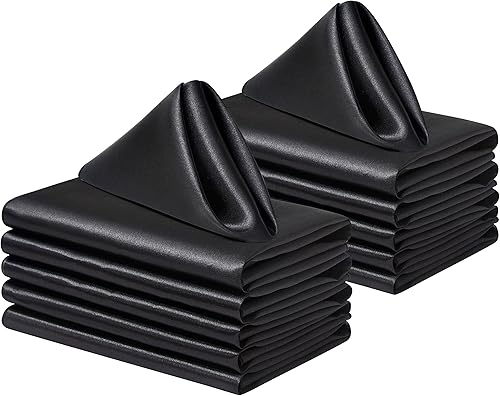 Miniatura 8 de Paquete de 16 servilletas cuadradas de satén de 17 x 17 pulgadas, servilletas suaves y sedosas para restaurante, bodas, banquetes, decoración de