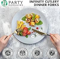 Vista 132 de Party Bargains Disposable Plastic Black Gold Cutlery Set, Infinity Modern Design Utensils, 40 Pack: 16 Forks, 8 Knives, 16 Spoons