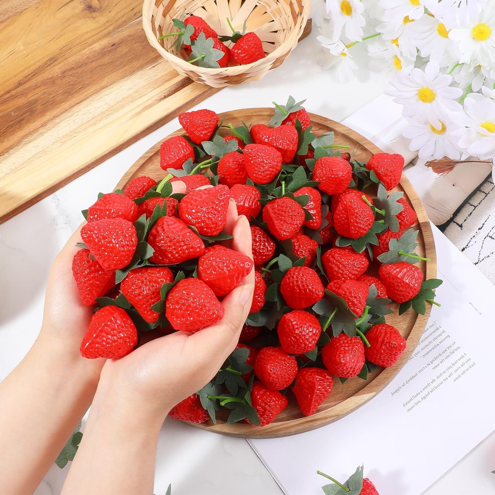 Künstliche Früchte Küche 100 Künstliche Erdbeeren, Künstlich Rot, Fotografie Requisiten Dekoration Tischdekoration