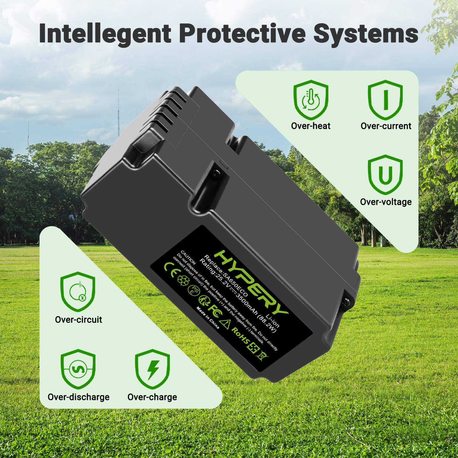 Batería de ion de litio de repuesto de 25,2 V, 3500 mAh, compatible con robot Yard Force SA650ECO SA500ECO SA600H SA800PRO SA500 SA900 SC600ECO cortacésped robot cortacésped