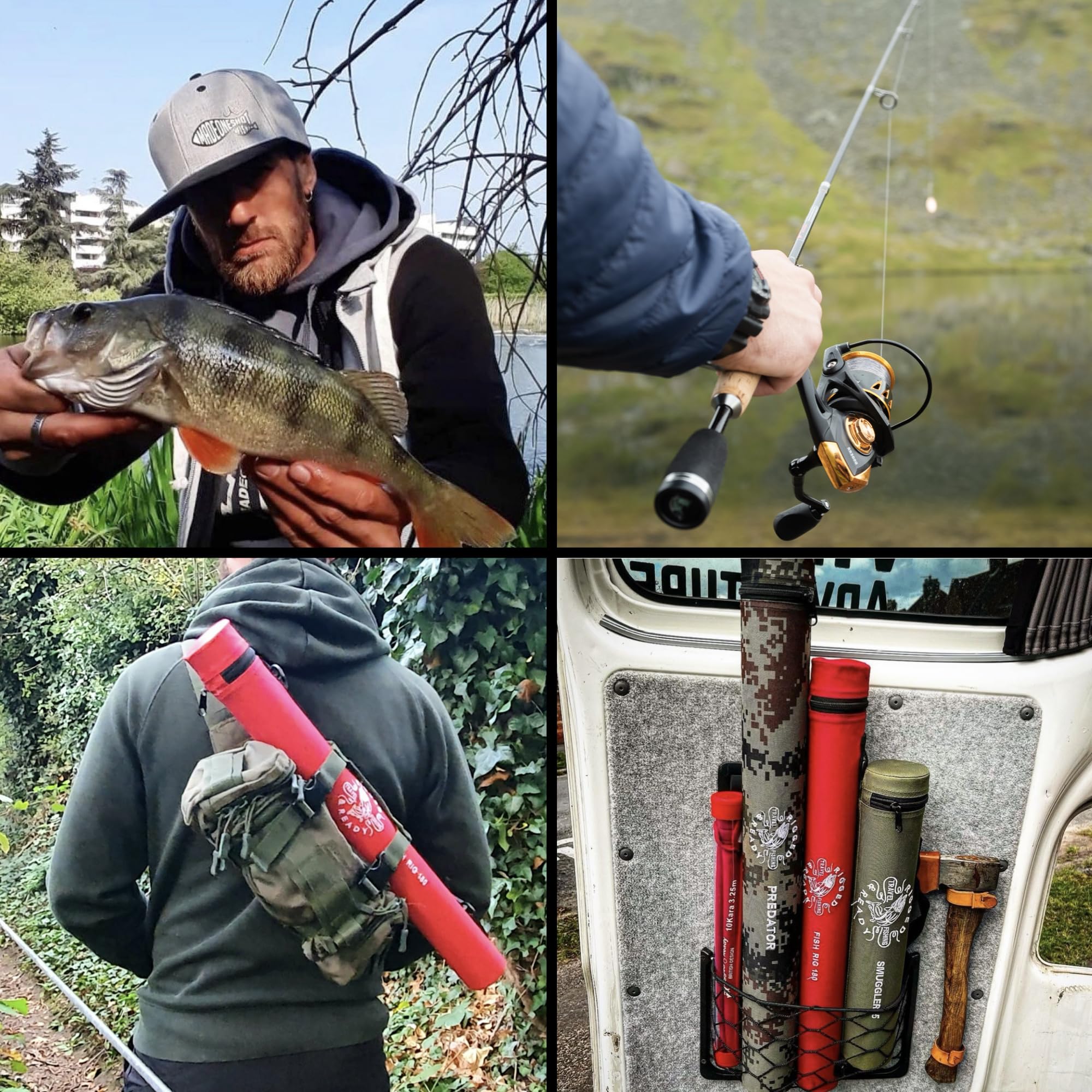 Rigged and Ready Fish Rig Super-Light Compact Travel Rods and Combo. 1 Spinning Multi-section,1 Telescopic Rod,1 Combination,3 Tip Poles & Case. Bass, Trout, Carp, Small Fresh & Saltwater Fishing