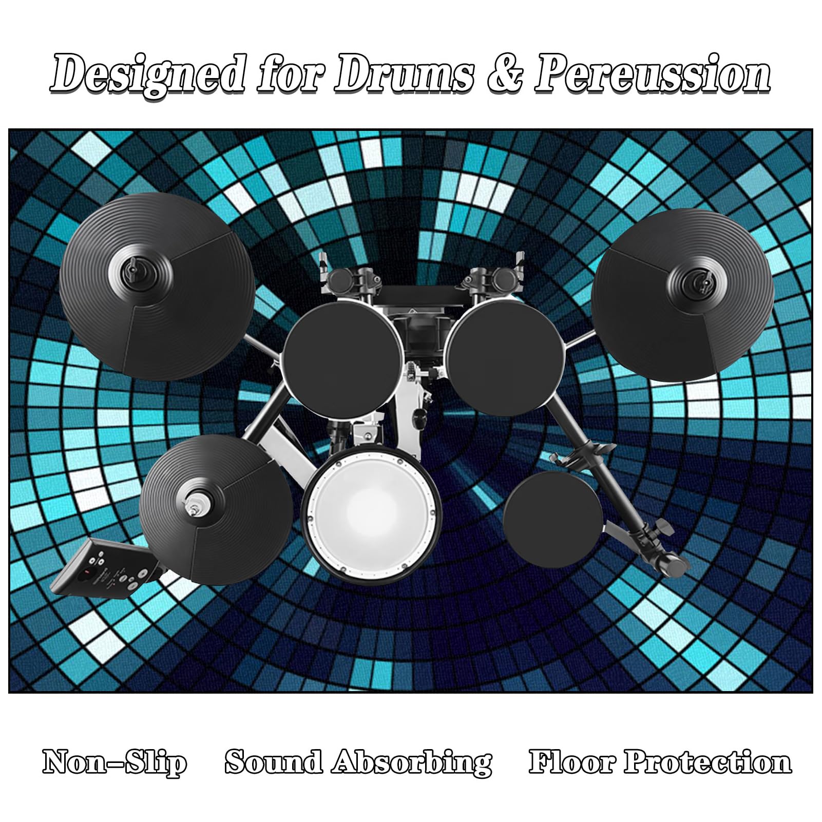 Drum Rug Trommel Teppiche Schallschutz Teppichmatte, Drum Teppich, 160 x 150 cm rutschfeste Drum Matte für Akustik Schlagzeug Drum Kits Bass Drum Elektronisch Snare Klavier Musikinstrumente Teppich