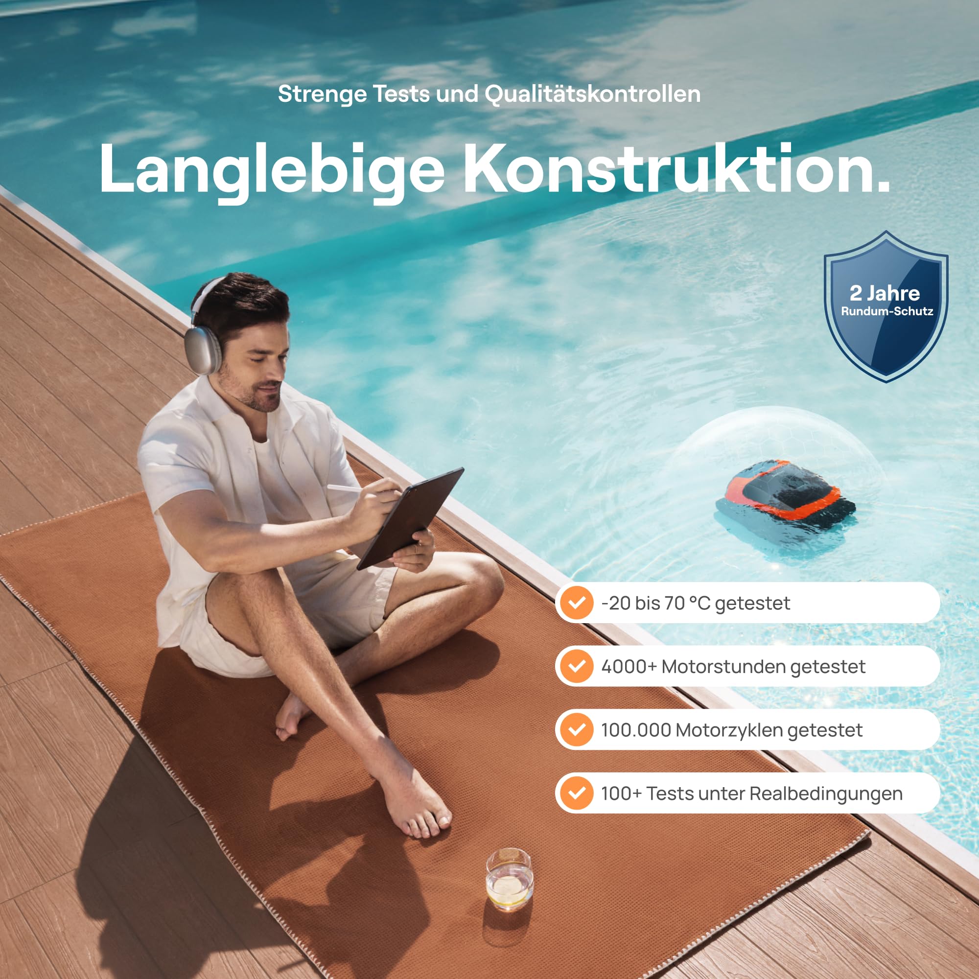 Beatbot (2026 Neu Sora 30 Poolroboter Akku Boden und Wand, 25700LPH Saugleistung, 3-Zonen-Reinigung, 5 Stunden Laufzeit, Filterkorb mit 5 L Kapazität, Mandarine