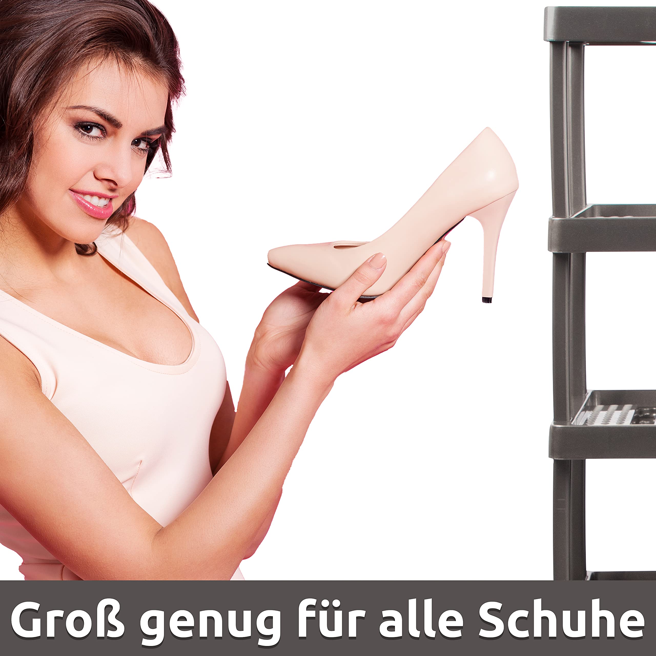 Étagère à Chaussures 3 Niveaux Modulable Plastique Blanc - 53x47,5x36,5 Cm