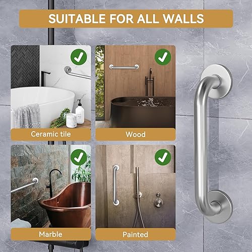 Vista 6 de AmazerBath Barras de apoyo para ducha para personas mayores antideslizantes, barra de seguridad para el baño para personas necesitadas, barras