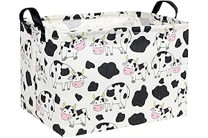 Unique Rectangular Cow Print Storage Basket for Easter