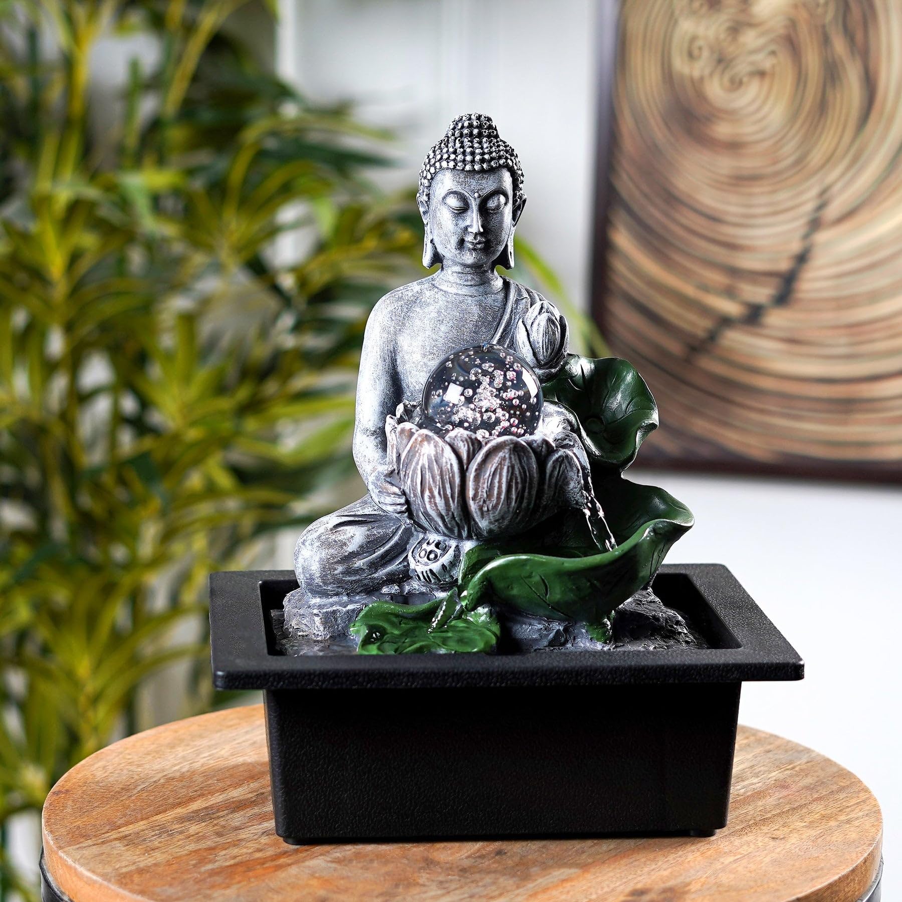 The Artment your artistic apartment Buddha’s Lotus Tabletop Indoor Fountain for Home Decor | Spiritual Decor for Home, Office & Meditation Spaces (Height: 28 CM)