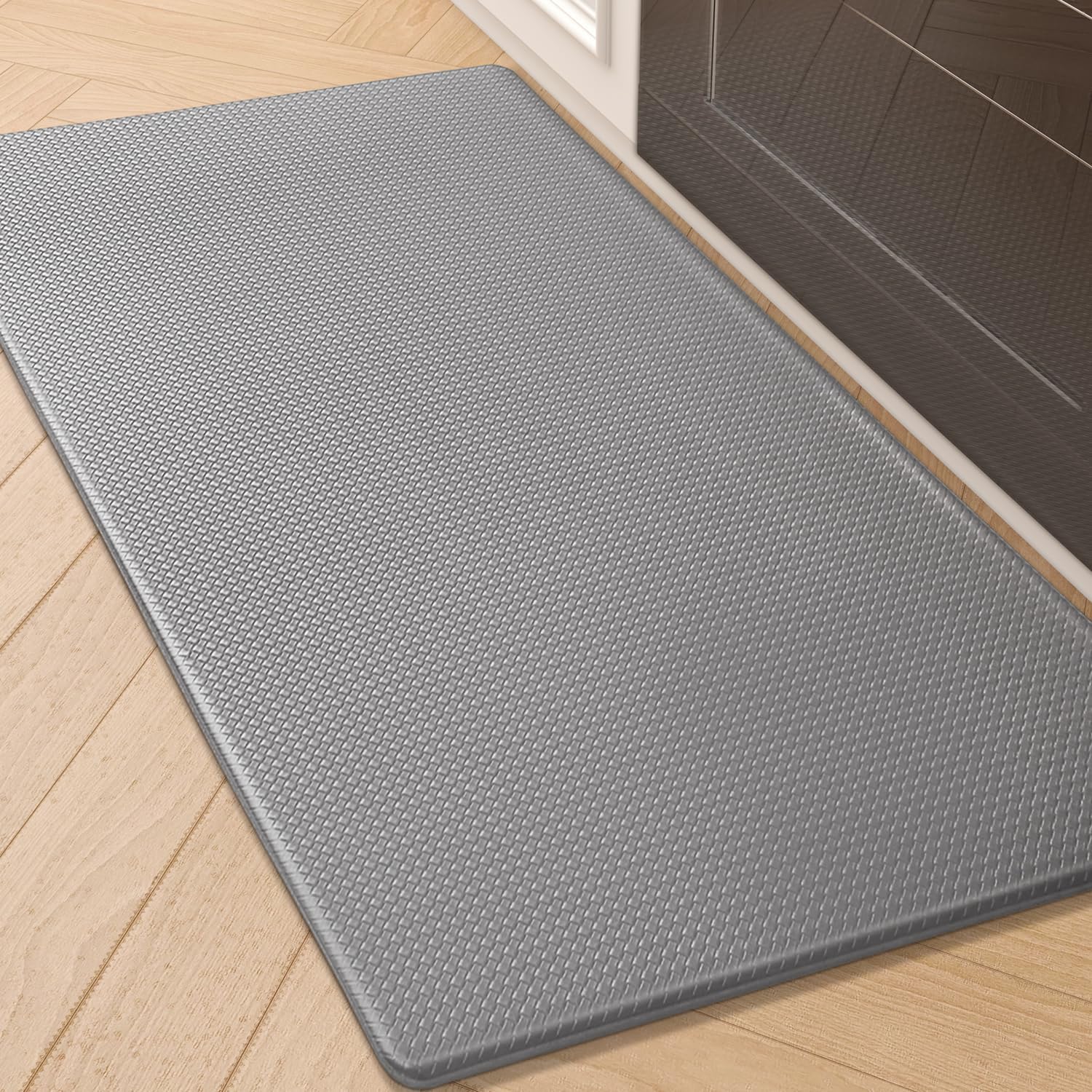 Color&Geometry Kitchen Rugs, Kitchen Runner Rug Kitchen Floor Mat, Cushioned Anti-Fatigue Kitchen Mat, Non Slip Waterproof Comfort Standing Padded, Memory Foam Kitchen mat, 17"x29", Grey Grey 17"x29"