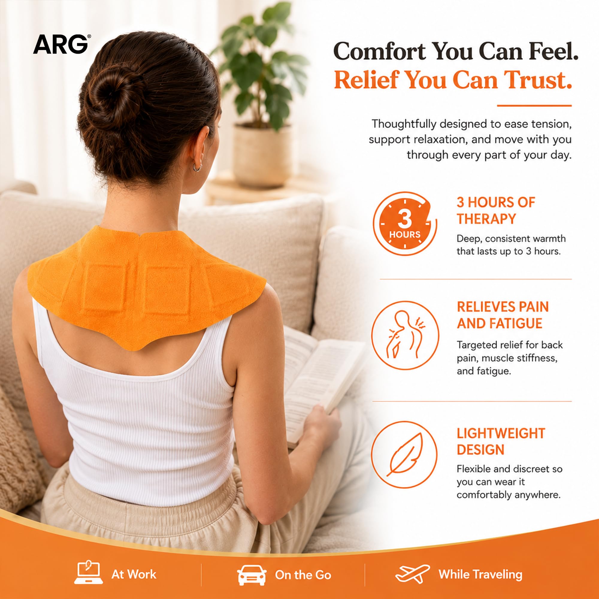 AROGYA Neck Heating Wrap Patch for Pain Relief, Disposable Air-Activated Heat Patch, 40-45°C Gentle Warmth, Up to 3 Hours, Single Use for Travel, Camping & Outdoor Activities — Amazon image 2