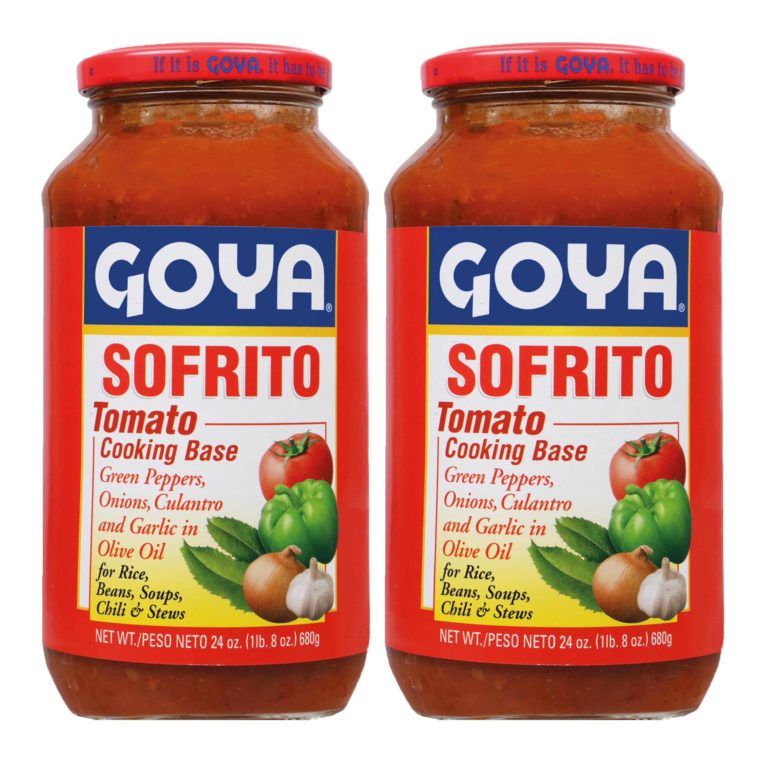 Sofrito Tomato Paste by Goya, Tomato Cooking Base with Cilantro, Minced Garlic, Green Peppers, Onion, and Olive Oil, Latino Seasoning for Rice, Beans, Soups, Chili, and Stews, 2-Pack, 24 oz Jars