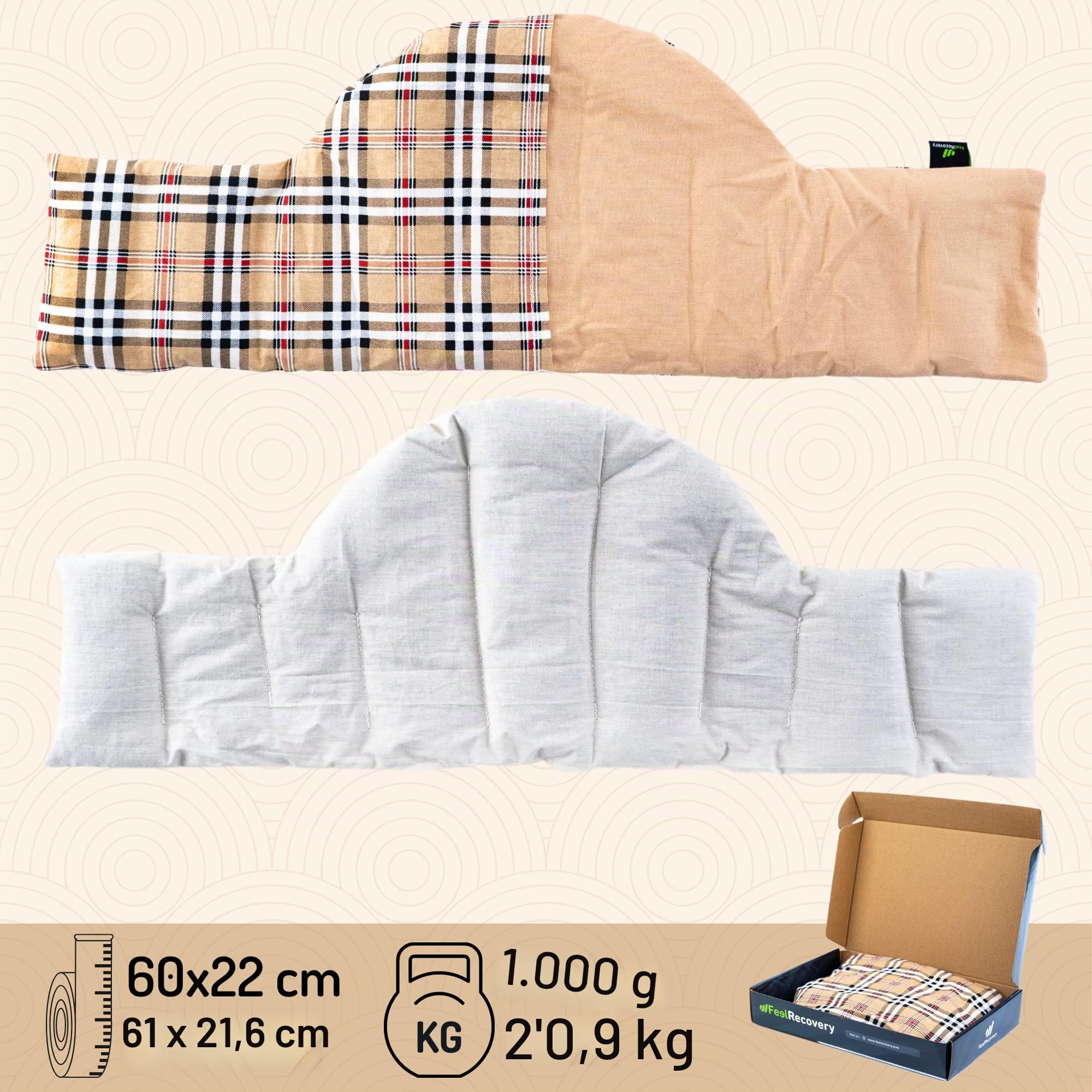 Wärmekissen Nacken & Schulter für Mikrowelle - Körnerkissen Nacken (60x22cm) - Nackenkissen mit Waschbarem Bezug, 100% Baumwolle und Lavendelduft - Wärme-Kältetherapie
