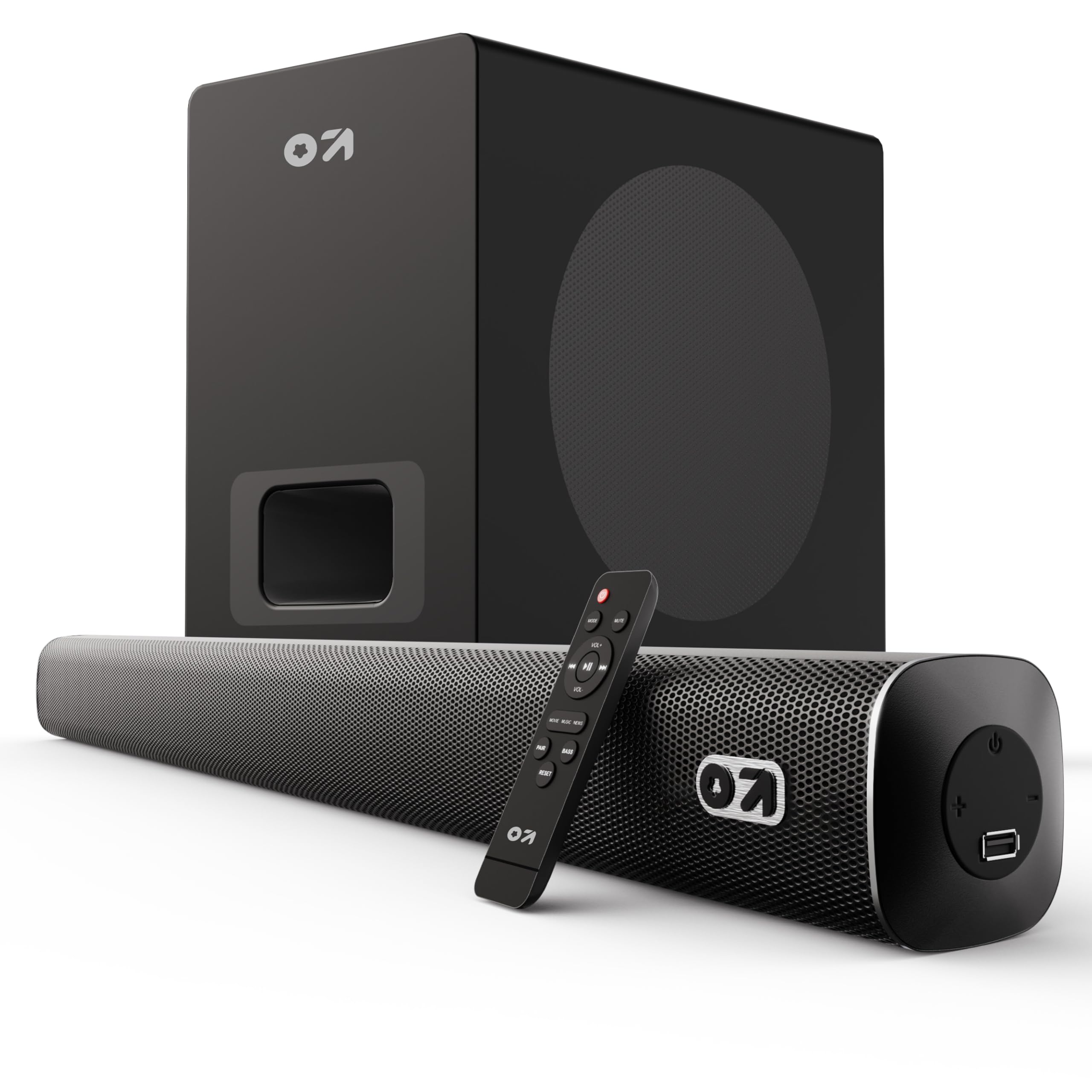 Boult GOBOULT (Formerly X120 2.1 Channel Bluetooth Soundbar with BoomX Subwoofer, 120-Watt Output Surround Sound, EQ Modes, Remote Accessibility, USB/HDMI/AUX & Optical Fiber Connectivity Sound bar