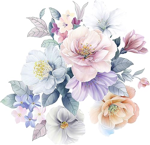 Calcomanías de pared con diseño de flores, diseño de rosas en acuarela, bricolaje, removibles, despegar y pegar, decoración artística de flores para