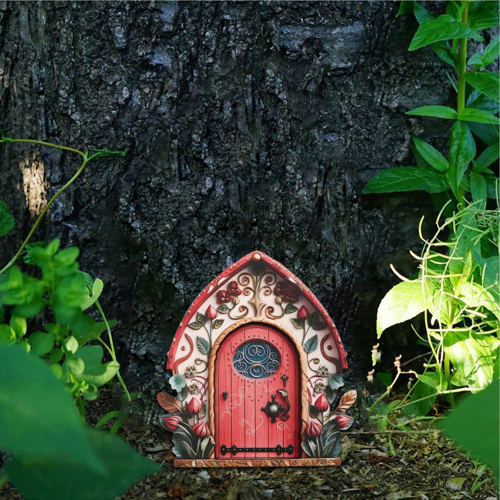 Portes de fées pour Arbres - Kit Maison de fée - Décoration de Jardin | féérique - Accessoires d'extérieur - Jardin Miniature - Porte - Tronc d'arbre