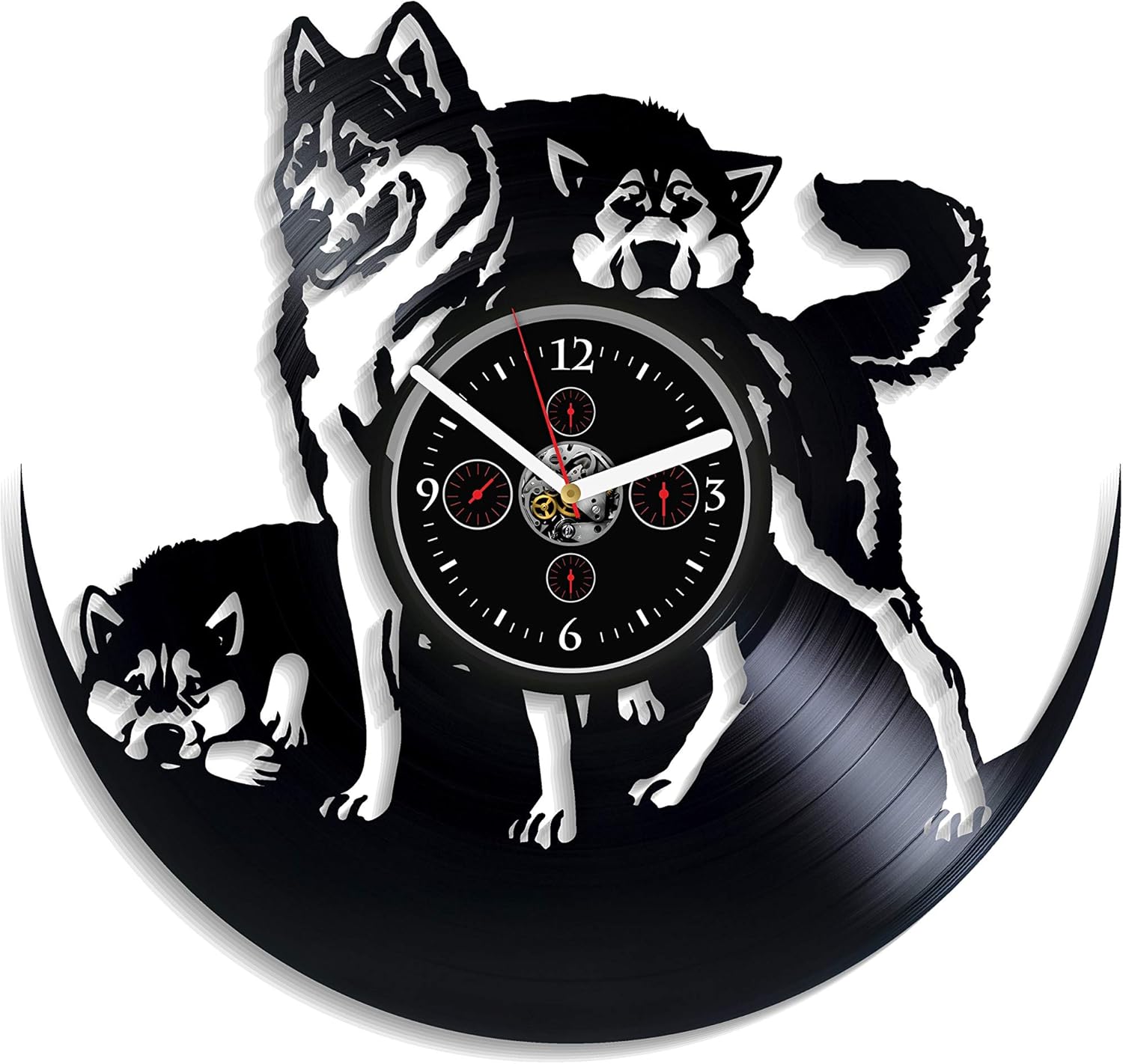 Animal Wall Clock 12 Inch Dogs I Love Dogs Wall Clock Dog Wall Clock Vintage Vinyl Record Retro Wall Clock Large Animal Art Birthday Gift Dogs Gift New Year Gift Idea Men and Woman